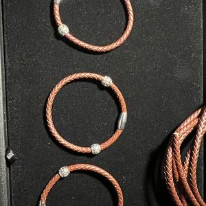 Braided Leather Bracelet with Silver Accents